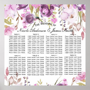 Póster Asiento de Boda Floral Lila Lavanda Púrpura