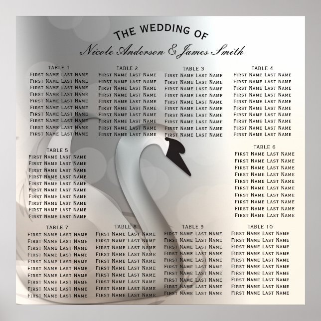 Póster Asiento de mesa de boda elegante de la princesa ci (Frente)