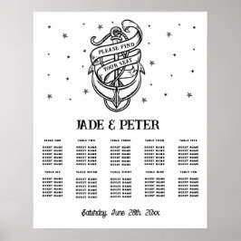 Póster Asiento del Boda de mesa 10 Anclaje tradicional de