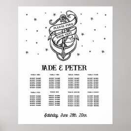 Póster Asiento del Boda de mesa 8 Anclaje tradicional de 