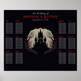 Póster Asiento del Boda del castillo floral gótico Boda