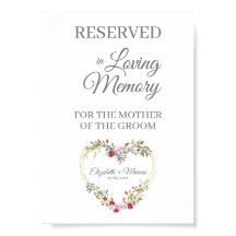 Asiento Reservado de Boda Corazón Floral Recuerdo