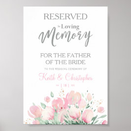 Póster Asiento Reservado de Recuerdo de Boda Corona Flora