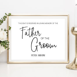Póster Asiento Reservado del Padre del Novio Memorial de 