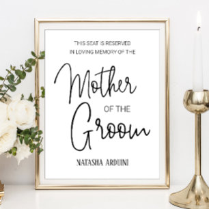 Póster Asiento Reservado Memorial para la Madre del Novio