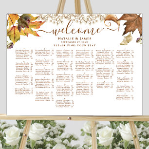 Póster Asientos Alfabéticos Rústicos Bodas Otoño