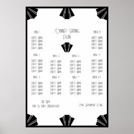 Póster Asientos Bodas De Art Deco Negro Y Blanco