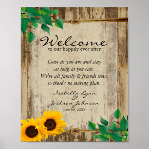 Póster Asientos Bodas de bienvenida - Girasol