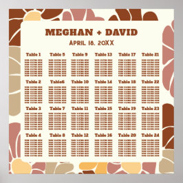 Póster Asientos Bodas Terracotta Retro Groovy Boho