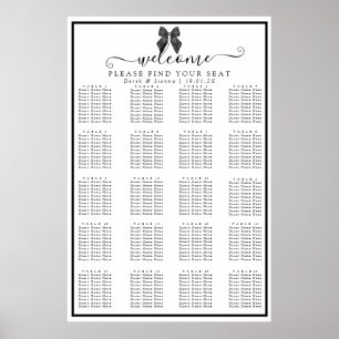 Póster Asientos clásicos de Boda negro y blanco con cinta