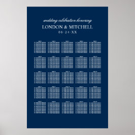 Póster Asientos de Boda Clásicos Elegantes de Azul Marino