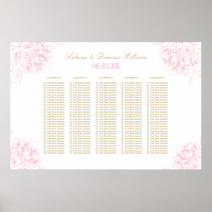 Póster Asientos de Boda con Flor de Peonía Rosa Elegante 