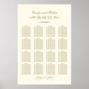 Póster Asientos de Boda con Floritura de Marfil Antiguo
