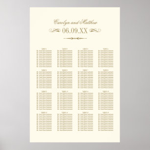 Póster Asientos de Boda con Florituras de Marfil Antiguo
