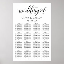 Póster Asientos de boda con guion en blanco y negro moder