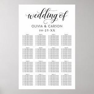 Póster Asientos de boda con guion en blanco y negro moder