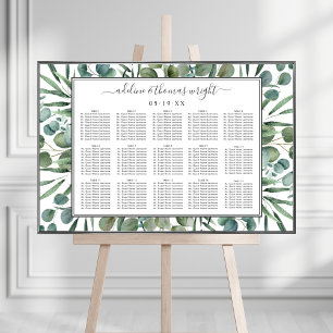 Póster Asientos de Boda con Verde de Eucalipto Elegante
