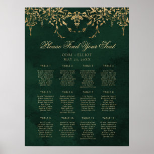 Póster Asientos de Boda de Esmeralda Dorada Real Encantad