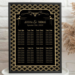 Póster Asientos de boda de Gatsby Art Déco vintage de los