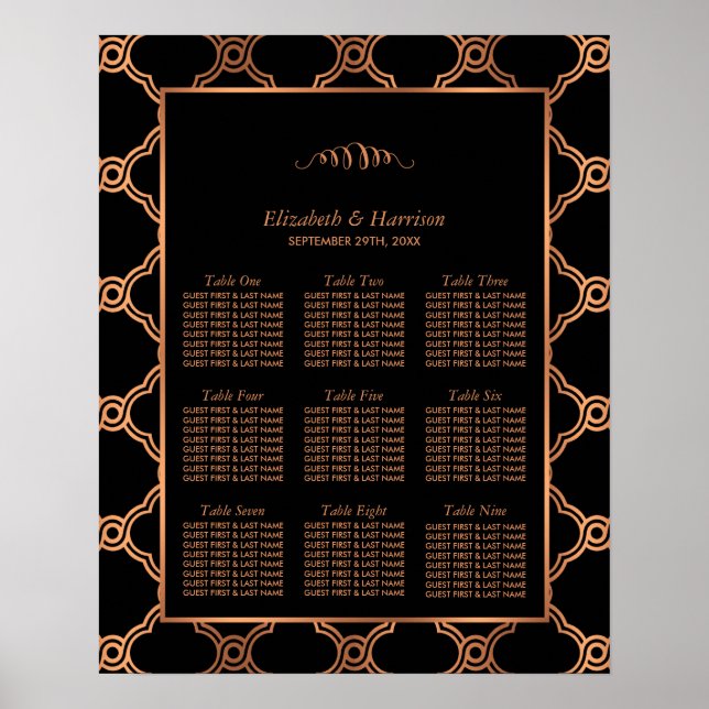 Póster Asientos de Boda de Gatsby de Art Deco Geométrico  (Frente)
