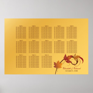 Póster Asientos de Boda de Hojas Caídas de Oro Amarillo E