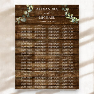 Póster Asientos de Boda de Madera Rústica Eucalyptus Gree