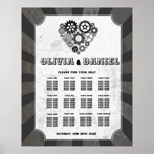 Póster Asientos de Boda de mesa 12 corazones de Boda de v