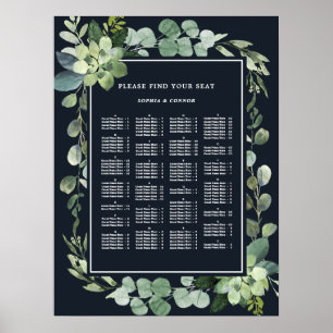 Póster Asientos de Boda de orden ALFABÉTICO de la Marina