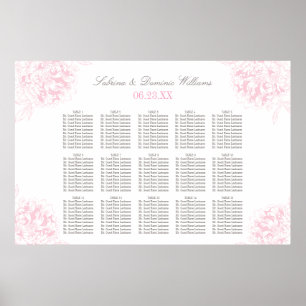 Póster Asientos de boda de peonía floral gris rosa elegan
