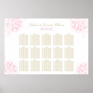 Póster Asientos de Boda de Peonía Floral Rosa Elegante Do