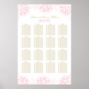 Póster Asientos de Boda de Peonía Floral Rosa Elegante Do