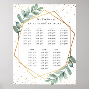 Póster Asientos de Boda de Relieve metalizado dorado geom