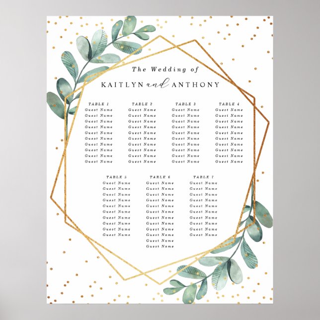 Póster Asientos de Boda de Relieve metalizado dorado geom (Frente)