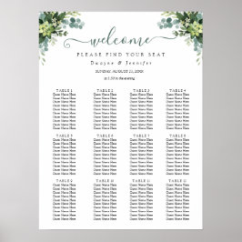Póster Asientos de boda de verano con vegetación de eucal