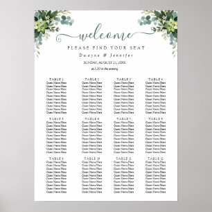 Póster Asientos de boda de verano con vegetación de eucal
