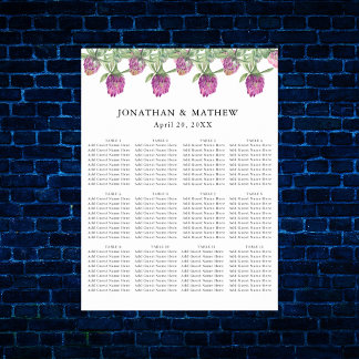 Póster Asientos de Boda Floral Acuarela de Jungla de Vera