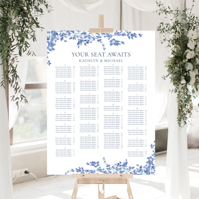 Póster Asientos de Boda Floral Azul Vintage (Subido por el creador)