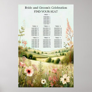 Póster Asientos de Boda Floral Rústico Campestre