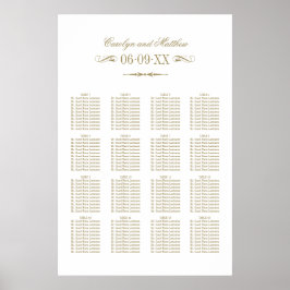 Póster Asientos de Boda florecientes de oro antiguo de ép