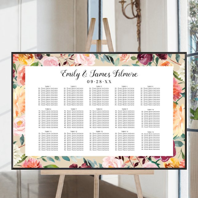 Póster Asientos de boda rústicos en beige y borgoña flora (Subido por el creador)