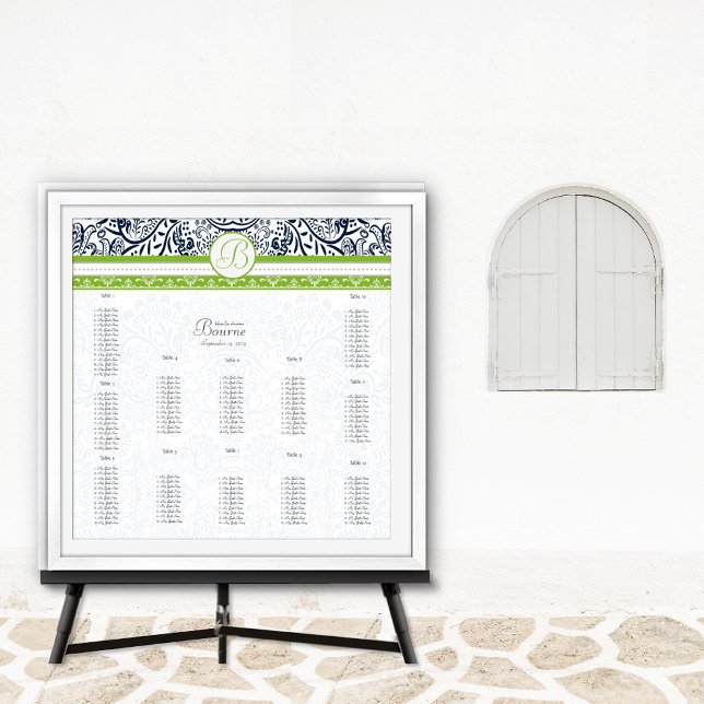 Póster Asientos de Boda verde y naval - No usar plantilla (Subido por el creador)