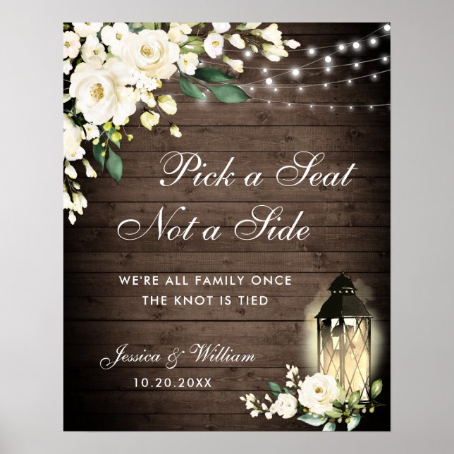 Póster Asientos de la ceremonia de Boda de Linterna de ro (Frente)