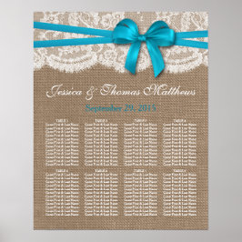 Póster Asientos de la colección de Bodas Rustic Blue Bow