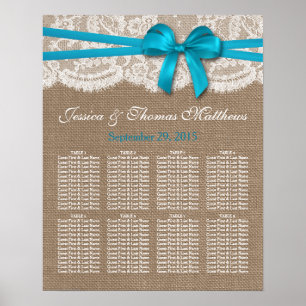 Póster Asientos de la colección de Bodas Rustic Blue Bow
