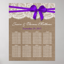Póster Asientos de la colección de Bodas Rustic Purple Bo