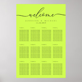 Póster Asientos de mesa de bienvenida de boda Cyber Lime 
