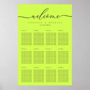Póster Asientos de mesa de bienvenida de boda Cyber Lime