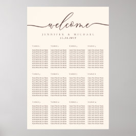 Póster Asientos de mesa de bienvenida de boda marrón choc