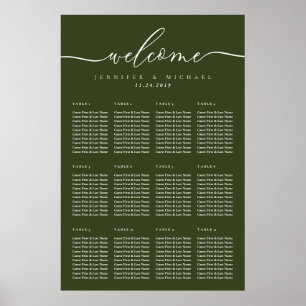 Póster Asientos de mesa de boda de color verde oliva de b