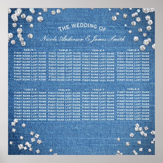 Póster Asientos de mesa de Moda de Glam Bling de Denim &  (Frente)